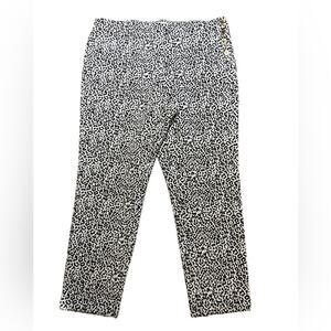 Michael Kors Womens XL Black and White Cropped Pants with Leopard Print